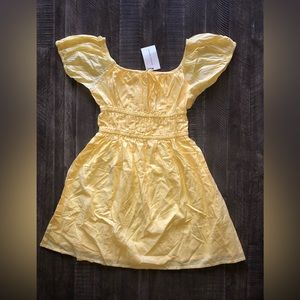 Faithfull The Brand Viola Mini Dress Plain Lemon Size 6